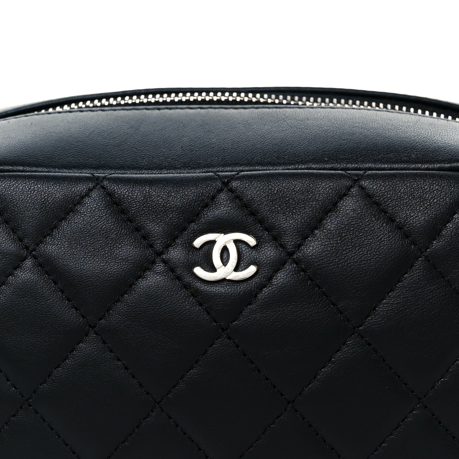 Chanel Lambskin Quilted Medium Curvy Pouch Cosmetic Case Black 8 of 8