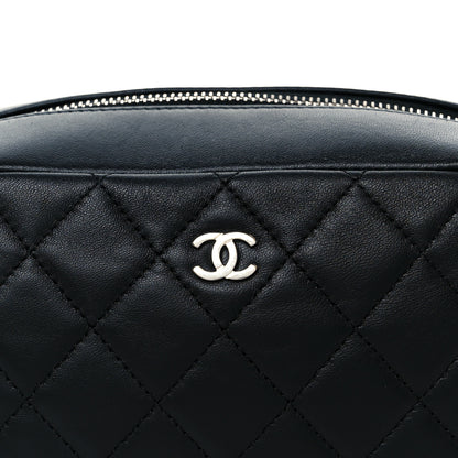 Chanel Lambskin Quilted Medium Curvy Pouch Cosmetic Case Black 8 of 8