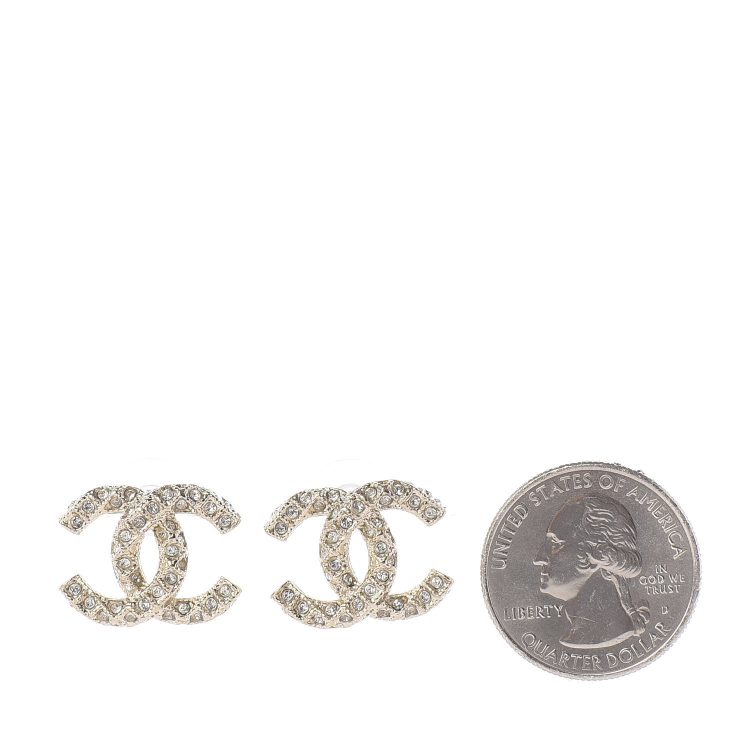 Chanel Crystal CC Earrings Gold 2 of 5