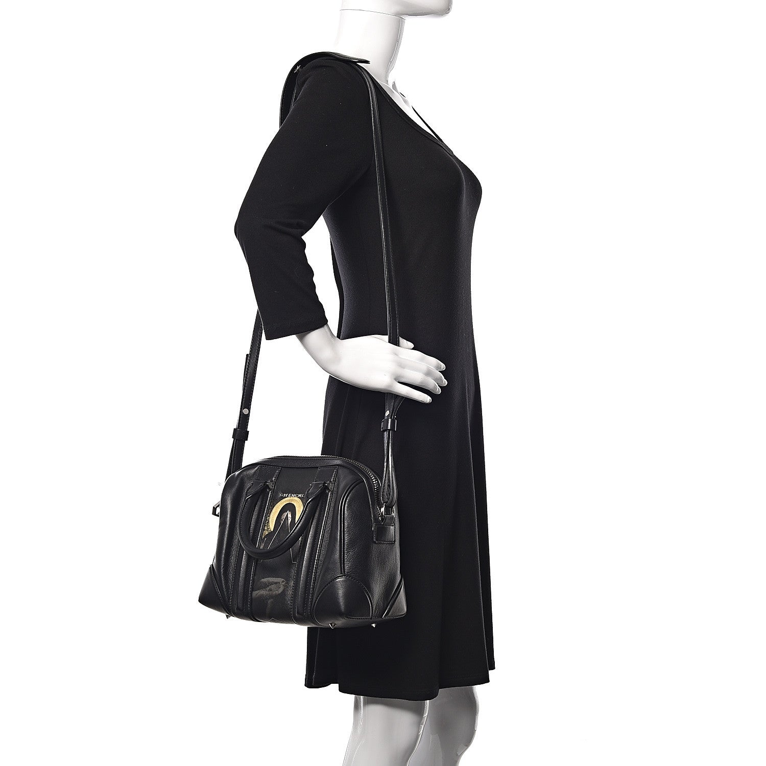 Givenchy Calfskin Coated Canvas Madonna Print Mini Lucrezia Black 2 of 11