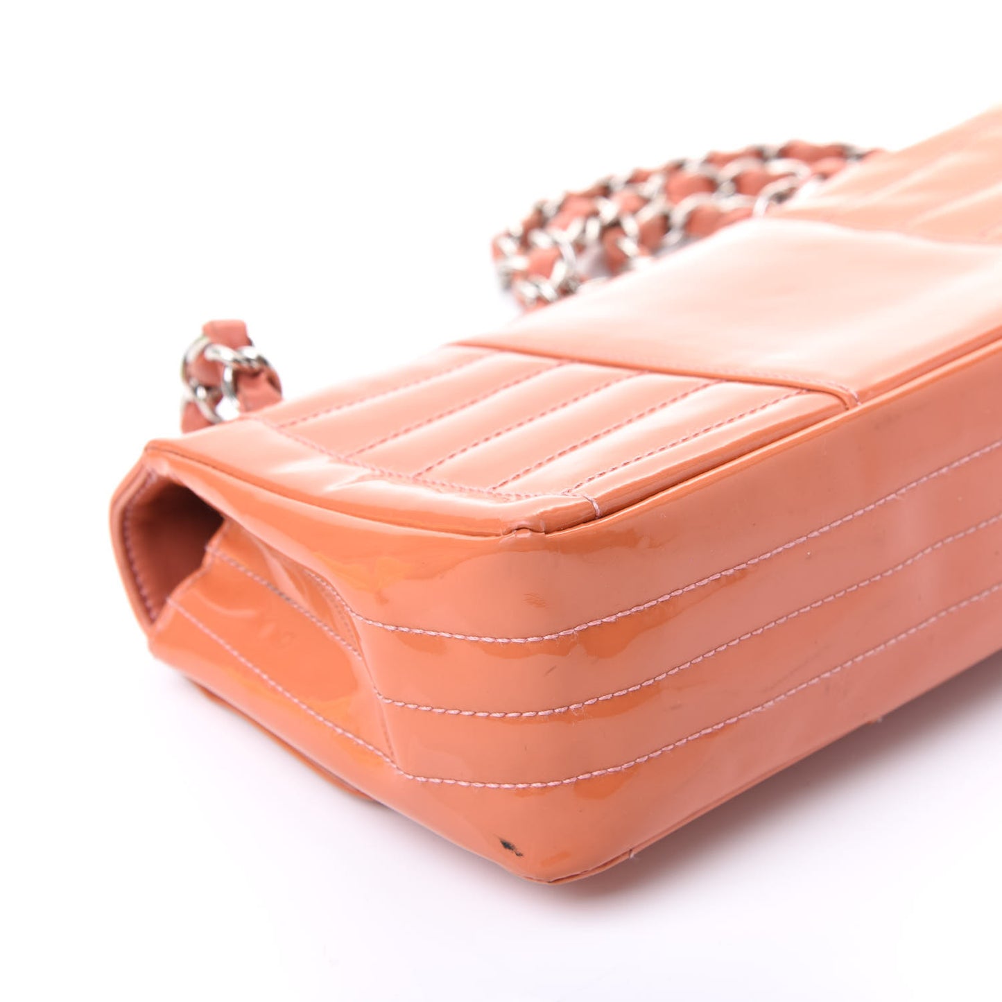 Patent Horizontal Quilted Medium Single Flap Pink