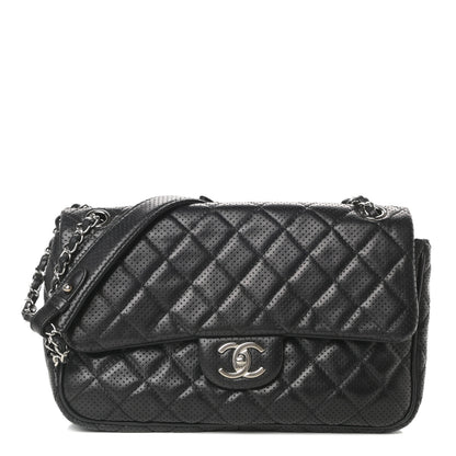 Chanel Lambskin Perforated Jumbo Punch Flap Black 1 of 13