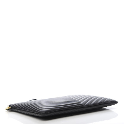Saint Laurent Calfskin Matelasse Chevron Monogram Document Holder Black 4 of 8