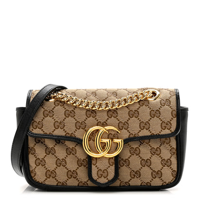 Gucci Monogram Matelasse Diagonal Mini GG Marmont Shoulder Bag Beige Black 1 of 9