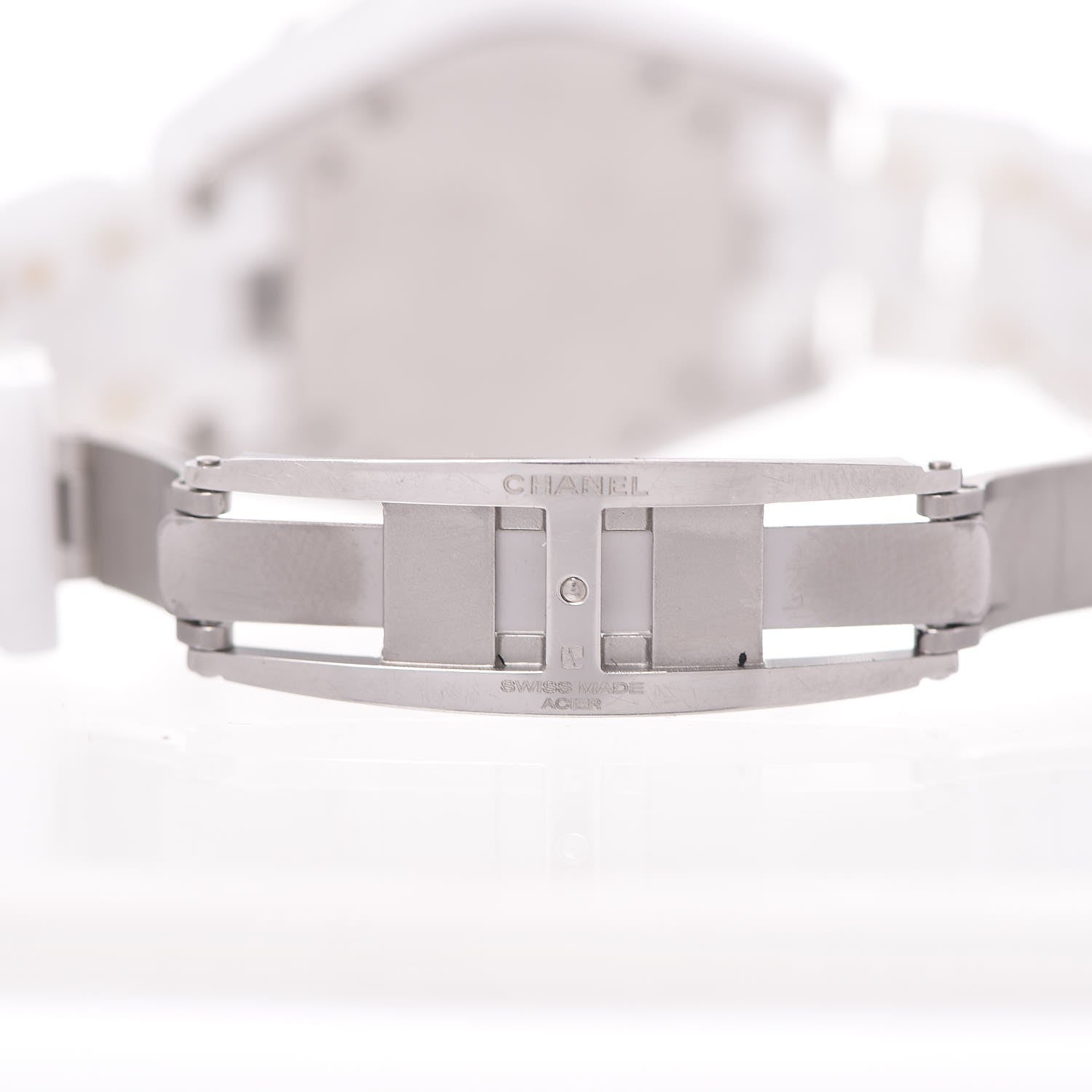 Chanel Stainless Steel Ceramic Diamond 33mm J12 Quartz Watch White 7 of 8