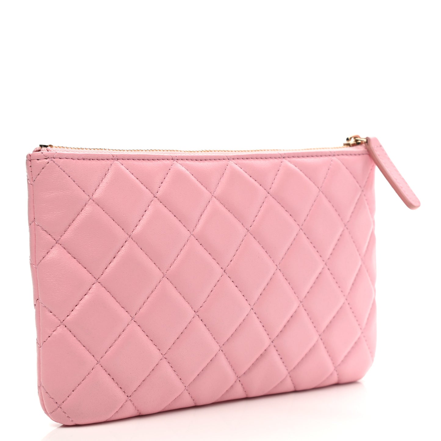 Lambskin Quilted Cosmetic Case Pink