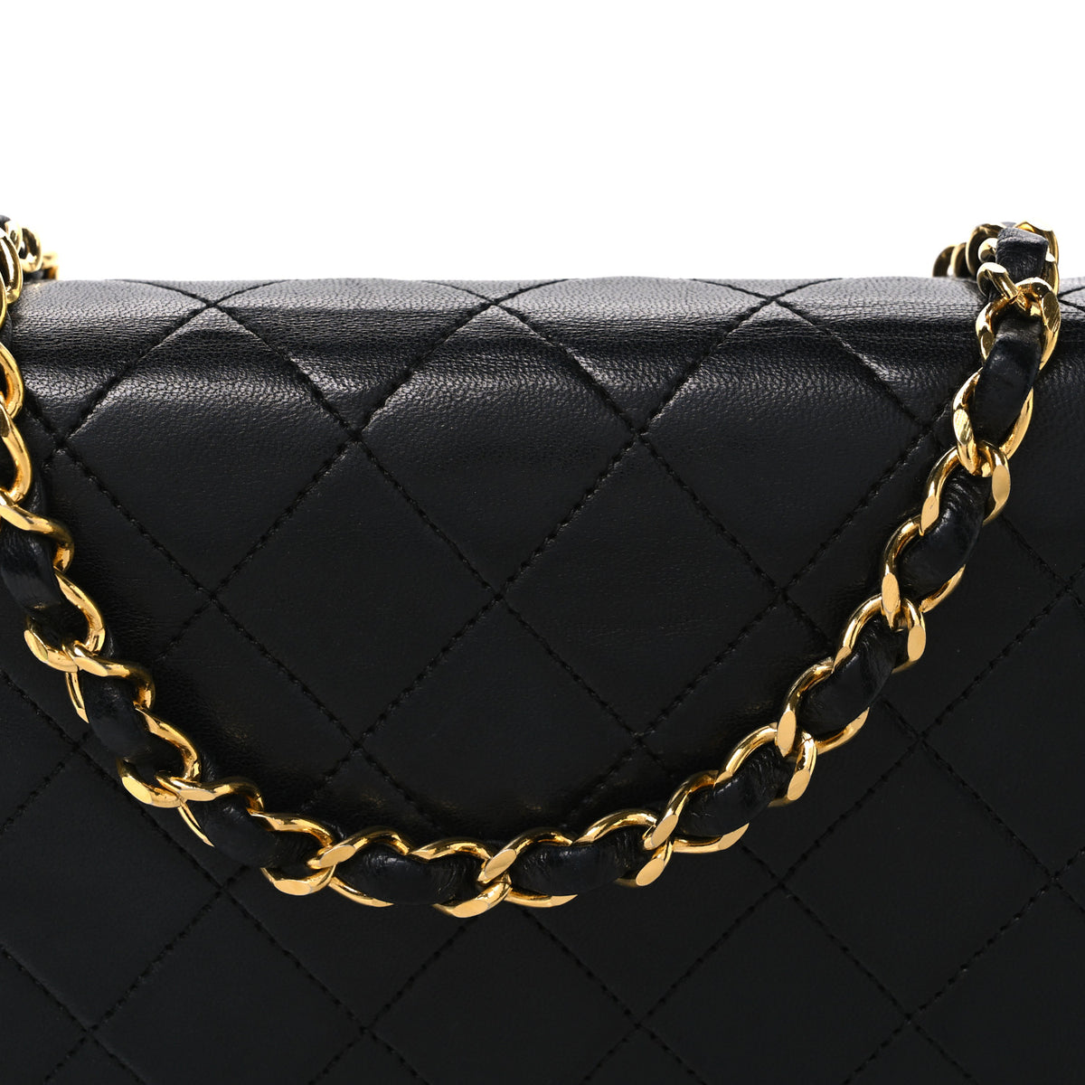 Lambskin Quilted Small Single Flap Bag Black