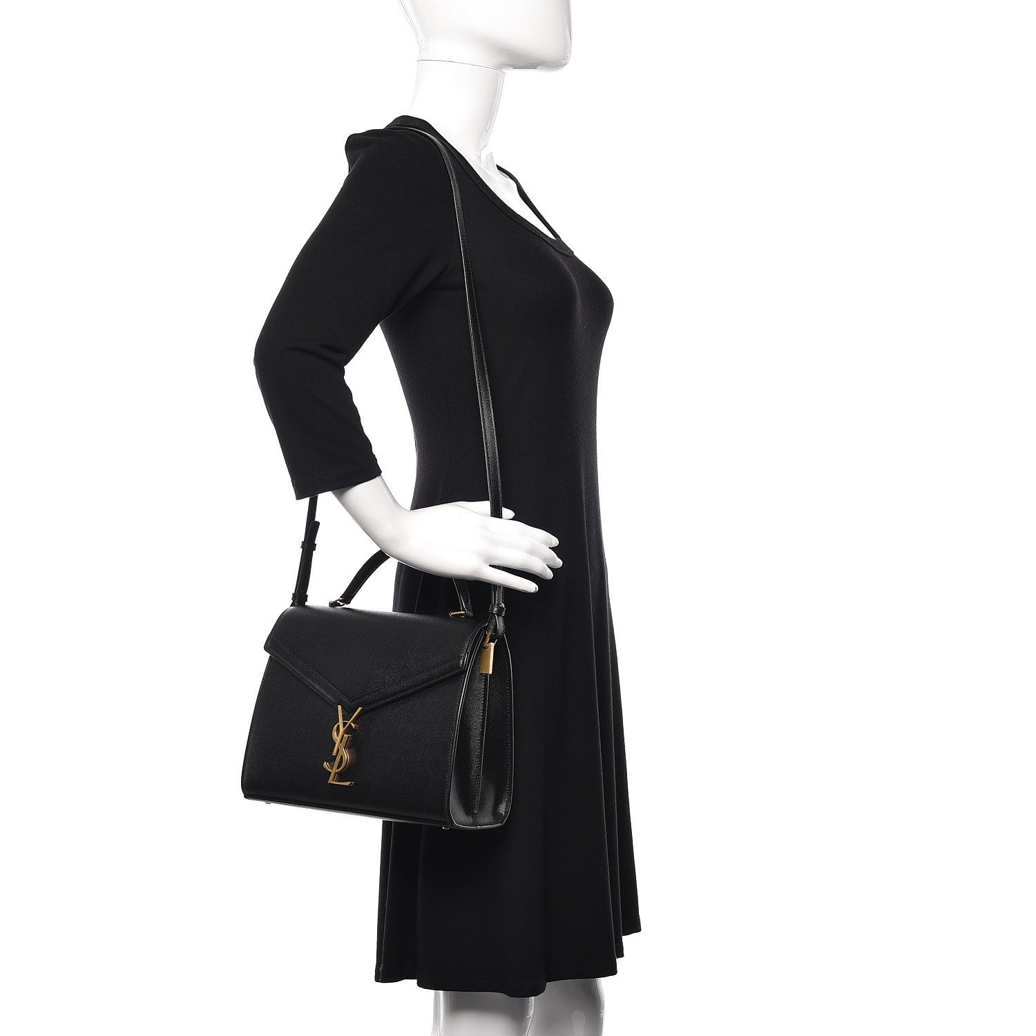 Saint Laurent Grain de Poudre Medium Classic Monogram Cassandra Top Handle Black Rouge Legion 3 of 13