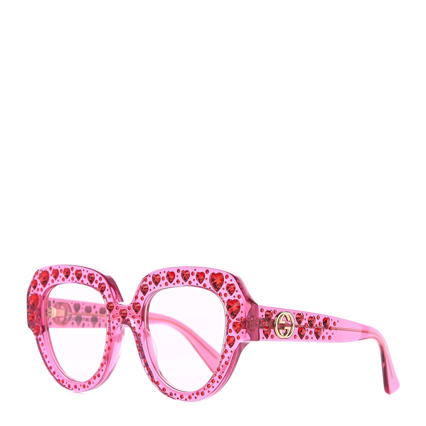 Crystal Heart Sunglasses GG0308S Red Pink