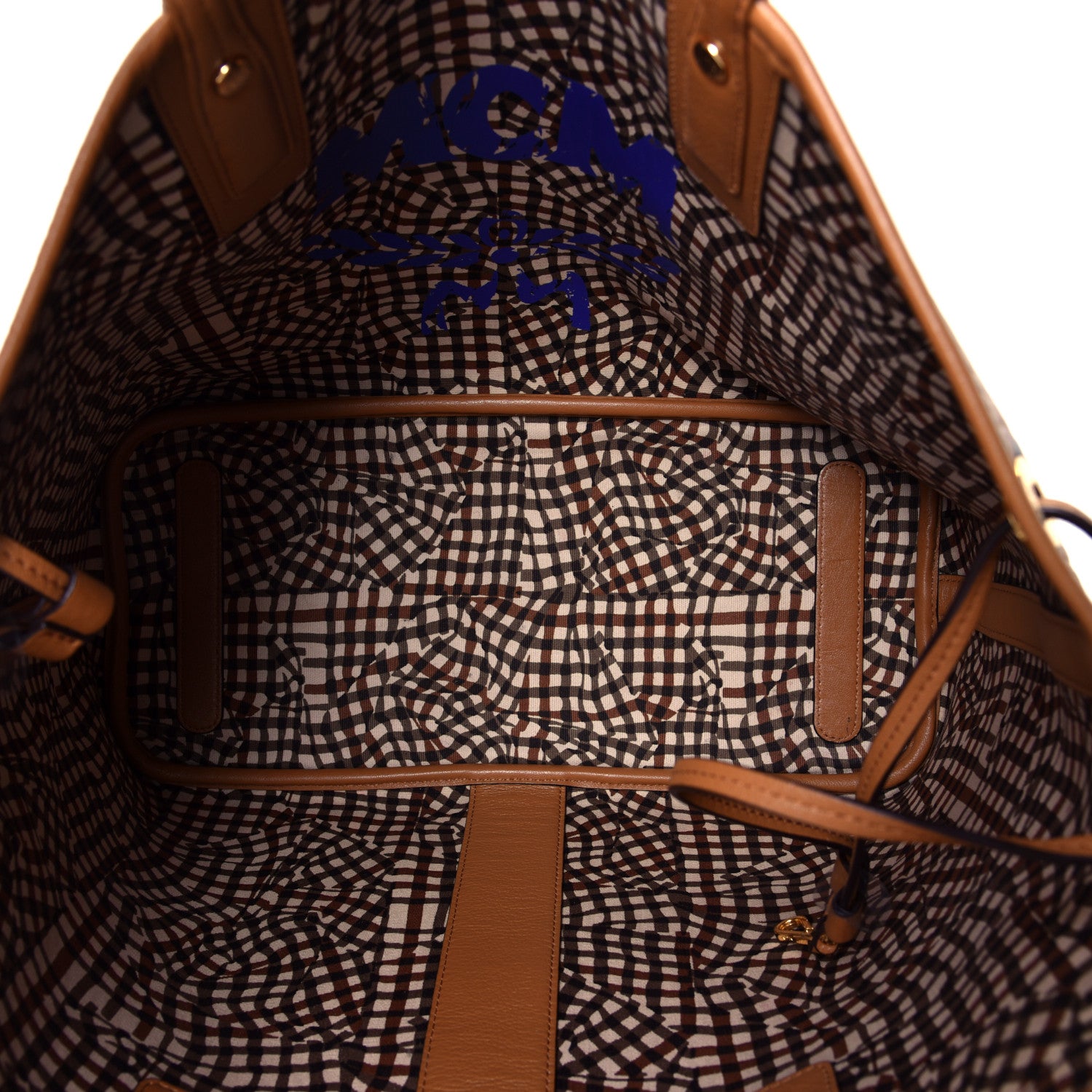 MCM Visetos Medium Liz Reversible Shopper Tote Cognac 4 of 4