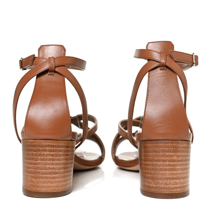 Hermes Calfskin Antinea Sandals 38.5 Marron Muscade 6 of 10
