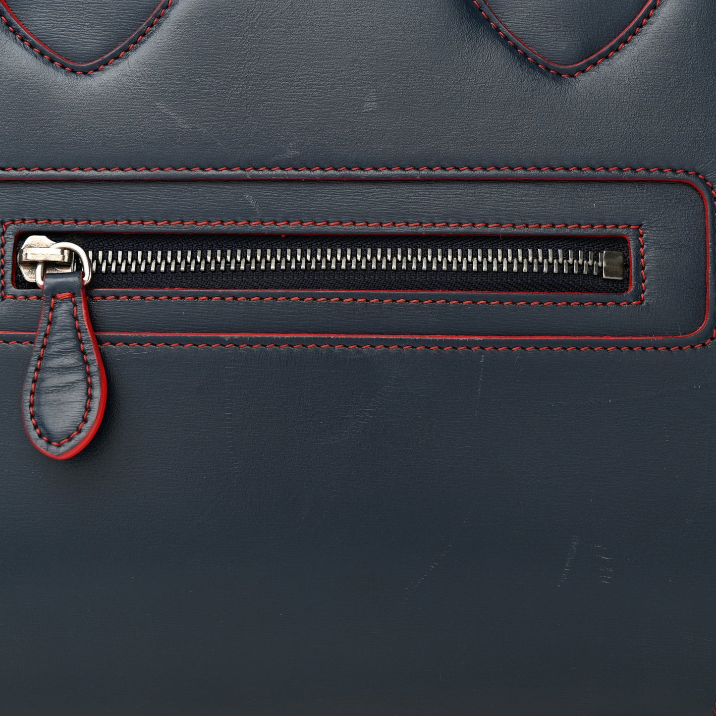 Satin Debossed Calfskin Mini Luggage Navy Blue