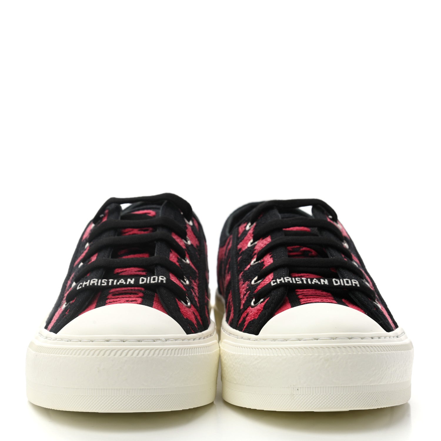 Christian Dior Cotton Mizza Embroidered Walk'N'Dior Low Top Sneakers 36.5 Red Multicolor 2 of 9