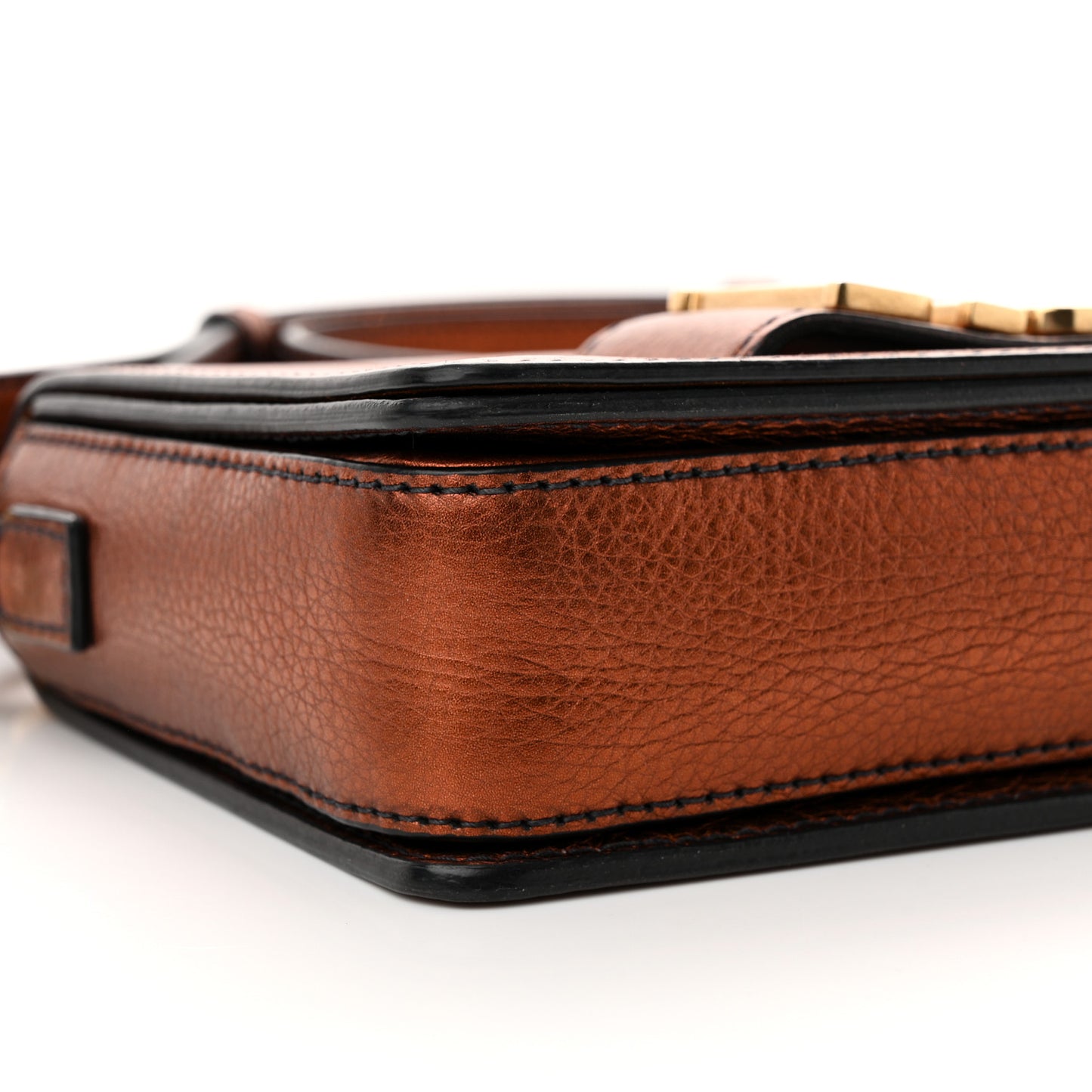 Metallic Grained Calfskin Dio(r)evolution Flap Bag Deep Orange