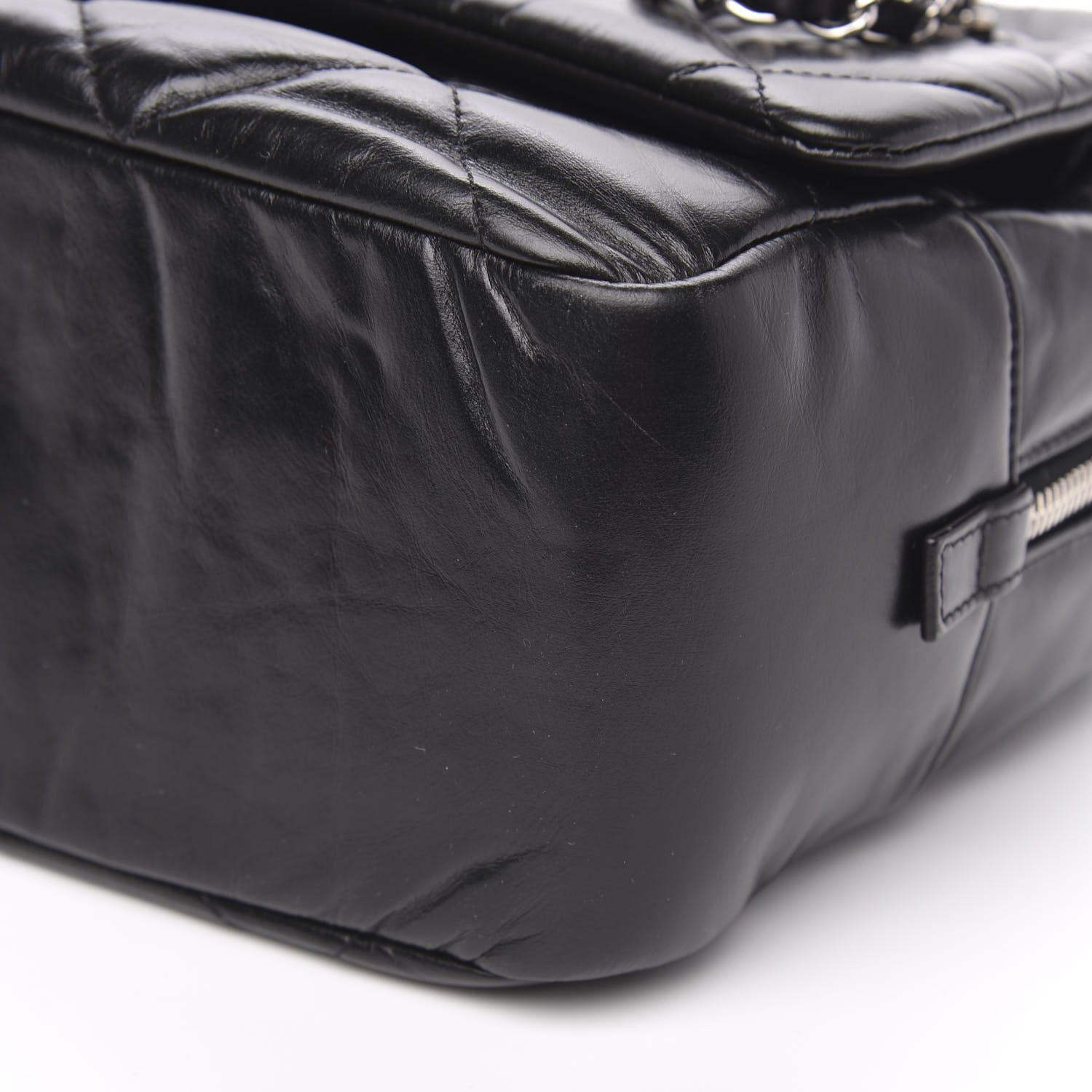 Chanel Aged Calfskin Quilted Small Express Bowling Bag Black 9 of 9