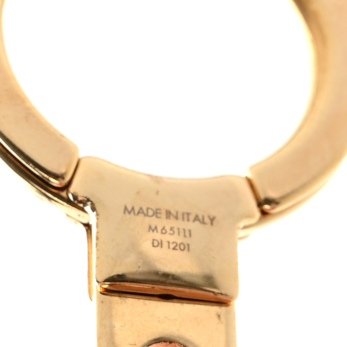 Brass Enamel Fleur De Monogram Bag Charm Chain Gold