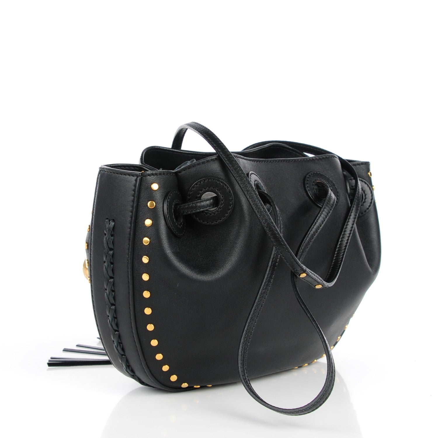 Chloe Lambskin Studded Small Inez Drawstring Bag Black 3 of 8
