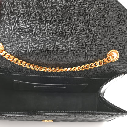 Saint Laurent Grain De Poudre Textured Mixed Matelasse Triquilt Small Monogram Satchel Black 5 of 8