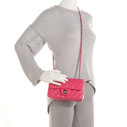 Chanel Lambskin Quilted Mini Flap Dark Pink 2 of 9