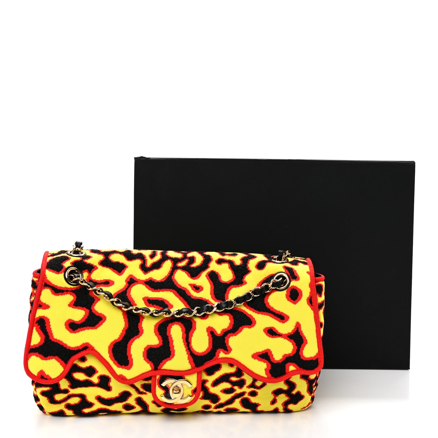 Chanel Mixed Fibers Magma Maxi Flap Yellow Black Red 11 of 11