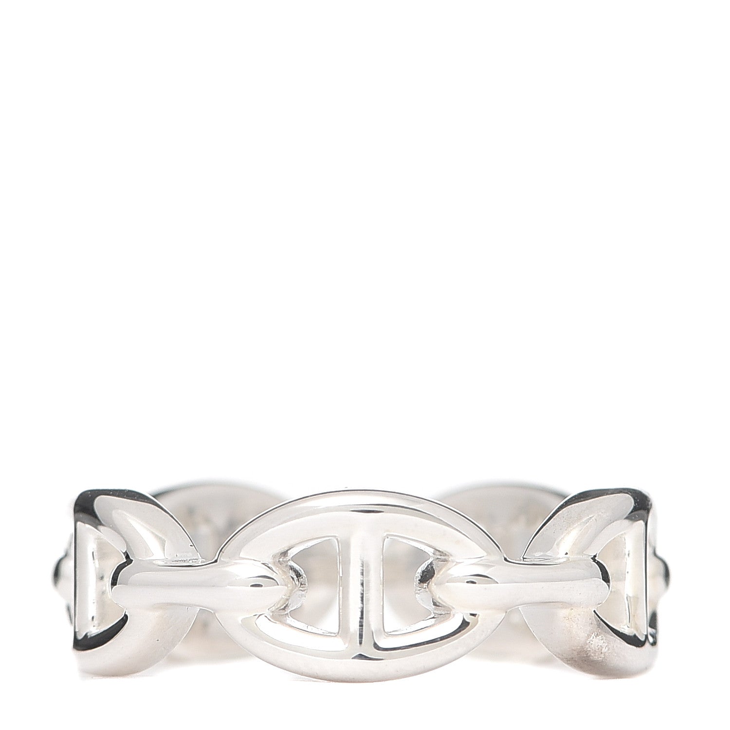Hermes Sterling Silver PM Chaine d'Ancre Enchainee Band Ring 55 7.25 1 of 6