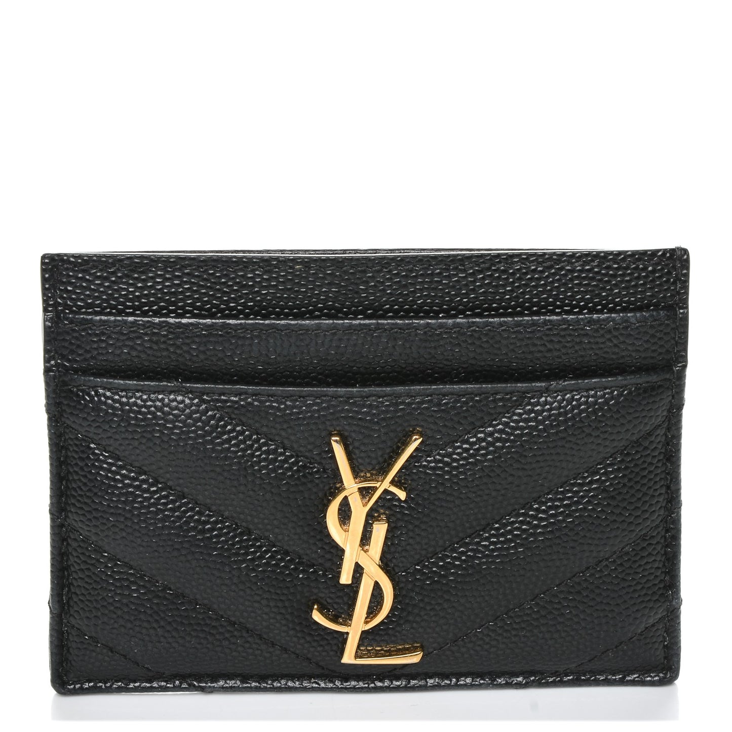 Grain De Poudre Matelasse Chevron Monogram Credit Card Case Black