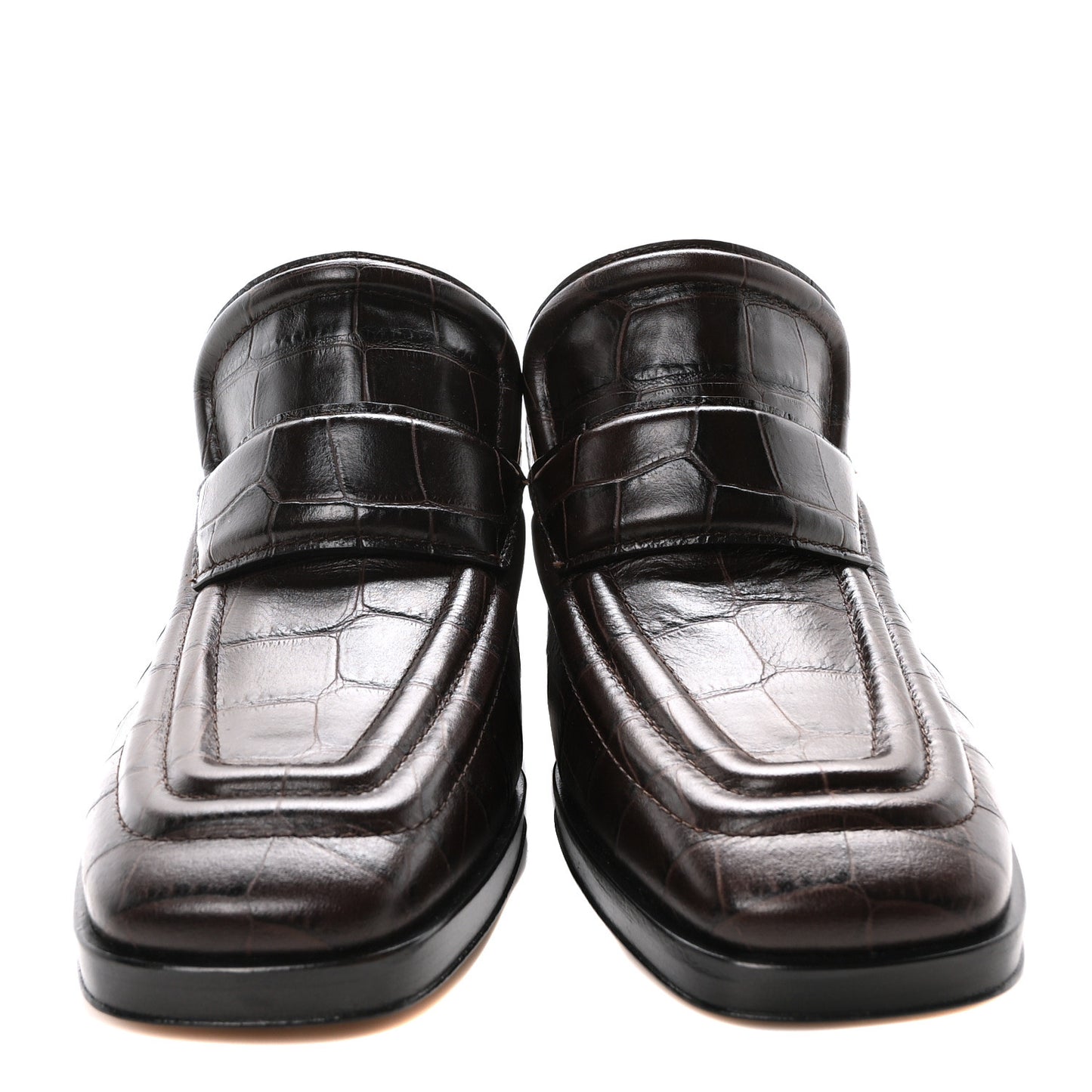Calfskin Alligator Embossed Mules 37 Fondant