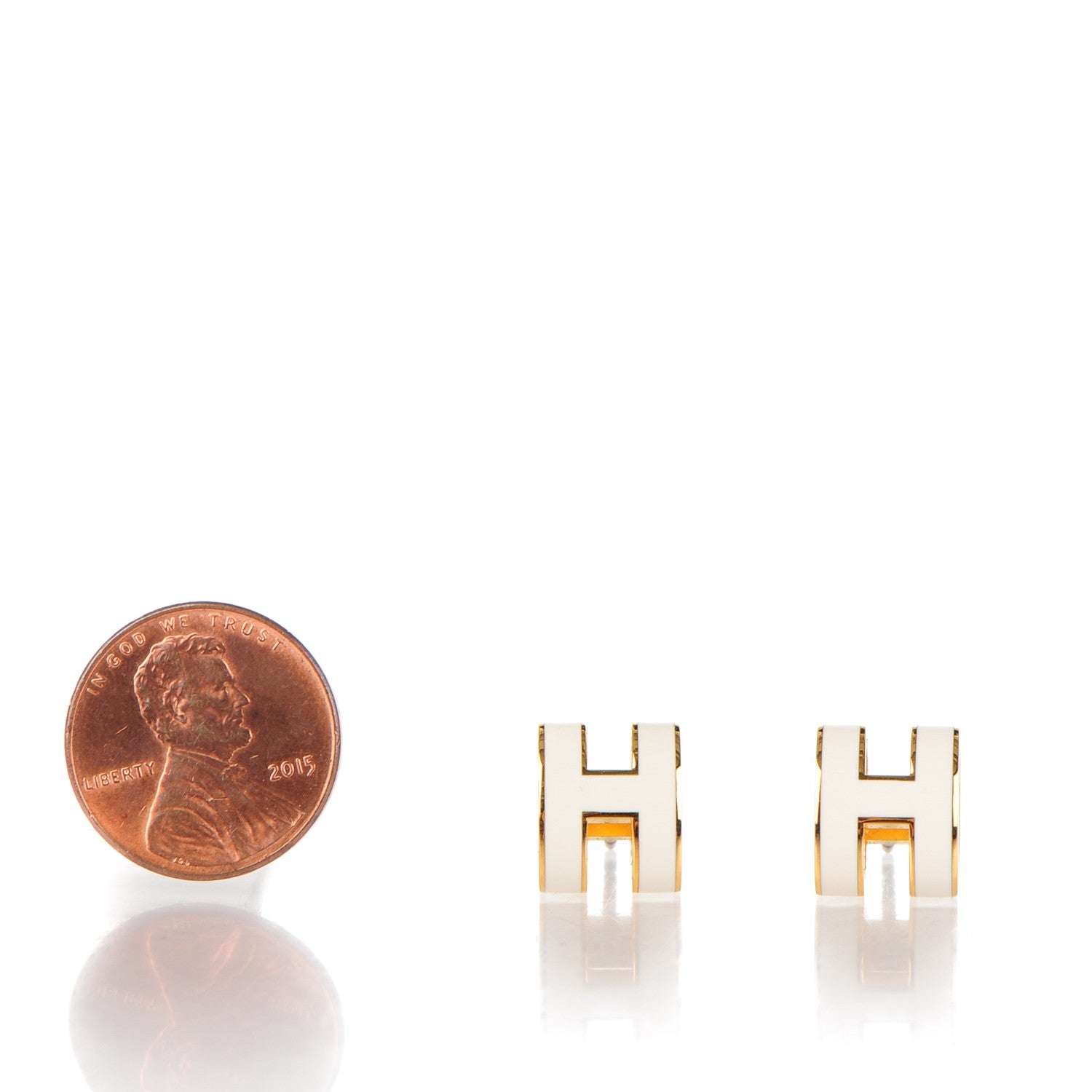 Hermes Gold Lacquered Pop H Earrings White 2 of 4