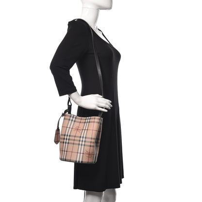 Burberry Haymarket Check Colours Small Lorne Bucket Crossbody Black 2 of 9