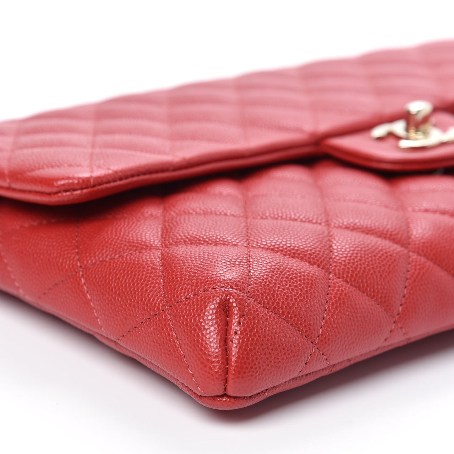 Caviar Quilted Flap Clutch Red