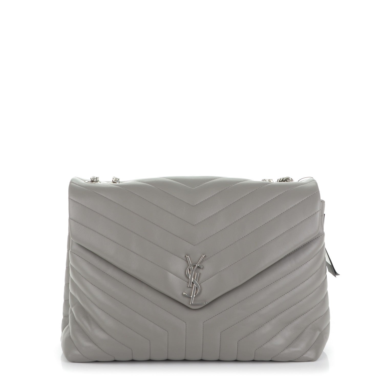 Saint Laurent Calfskin Y Quilted Monogram Large Loulou Chain Satchel Grey 1 of 7
