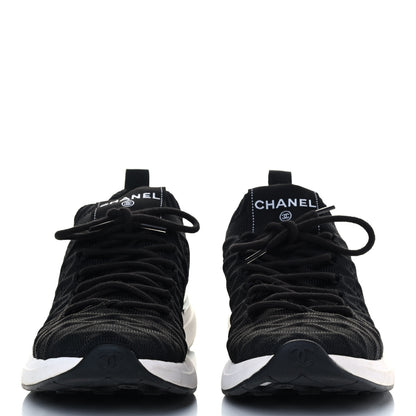 Chanel Fabric Logo Sneakers 38 Black 4 of 17