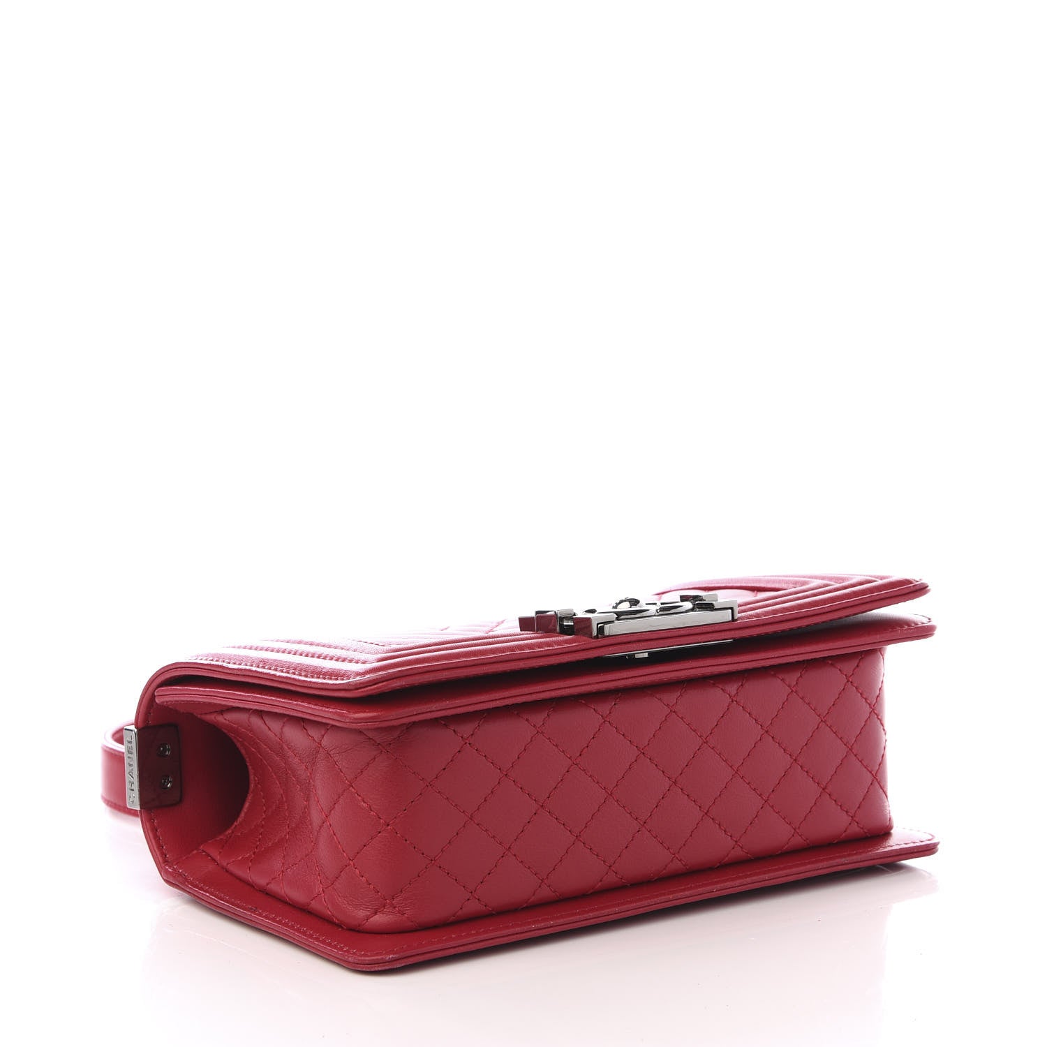 Chanel Lambskin Chevron Quilted Small Boy Flap Dark Pink 3 of 9