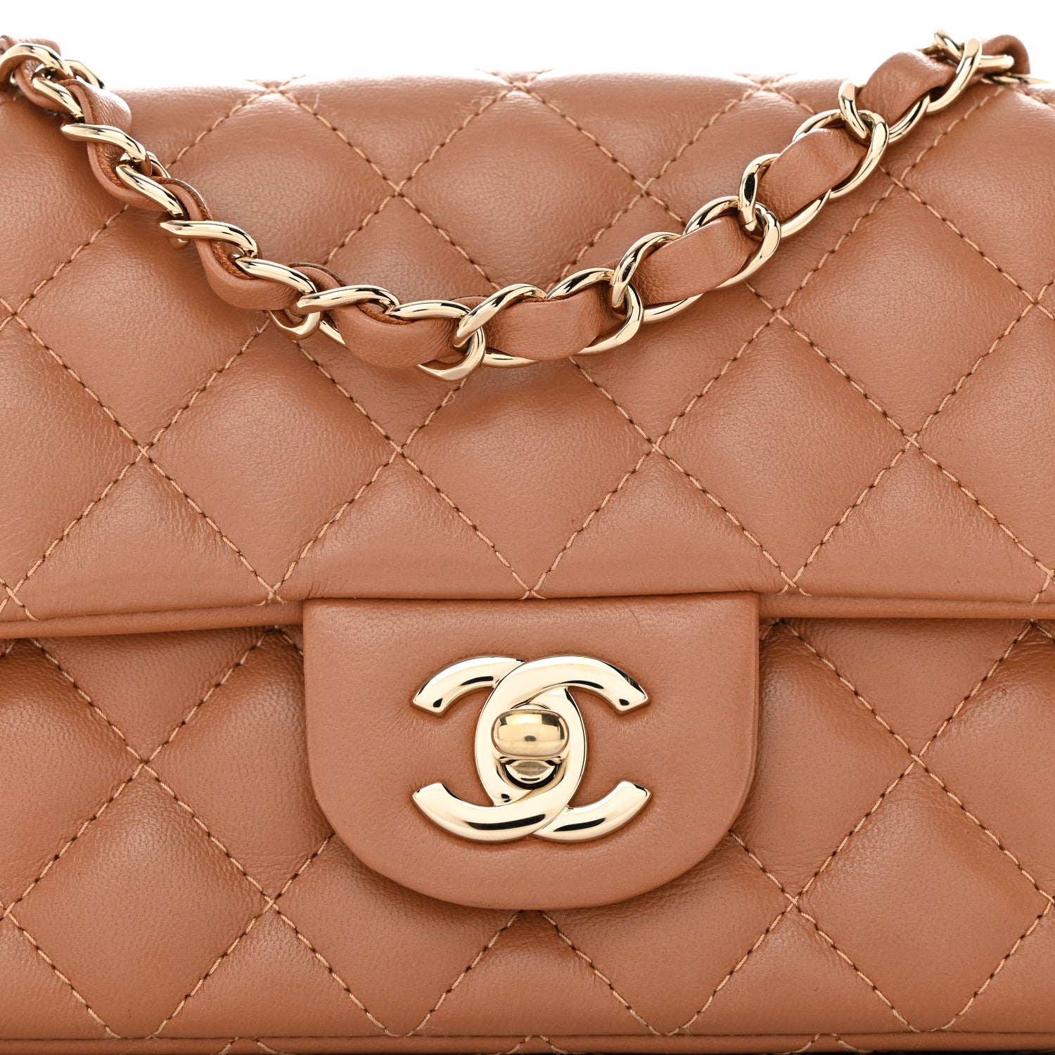 Chanel Lambskin Quilted Mini Rectangular Flap Brown 8 of 10