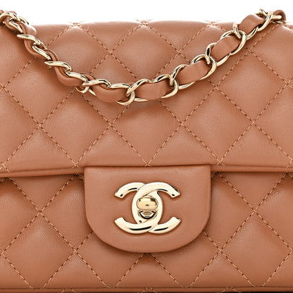 Chanel Lambskin Quilted Mini Rectangular Flap Brown 8 of 10