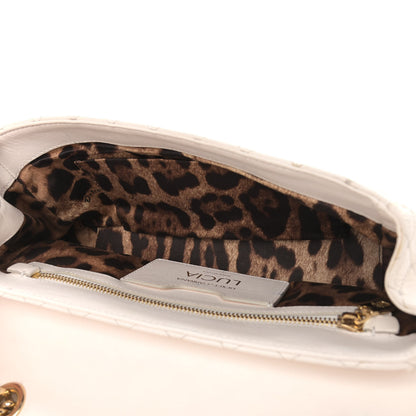 Dolce & Gabbana Lambskin Watersnake Embellished Lucia Shoulder Bag White 5 of 9