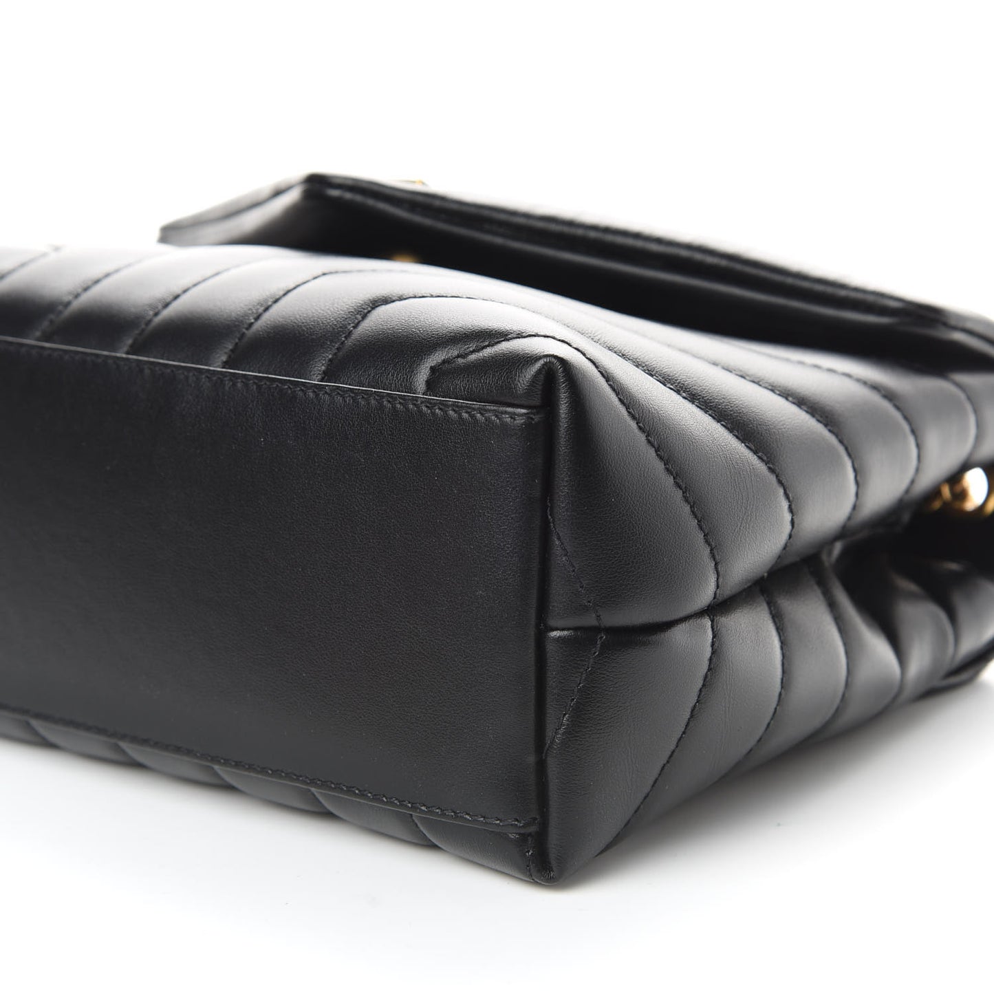 Calfskin Y Quilted Monogram Small Loulou Chain Satchel Black