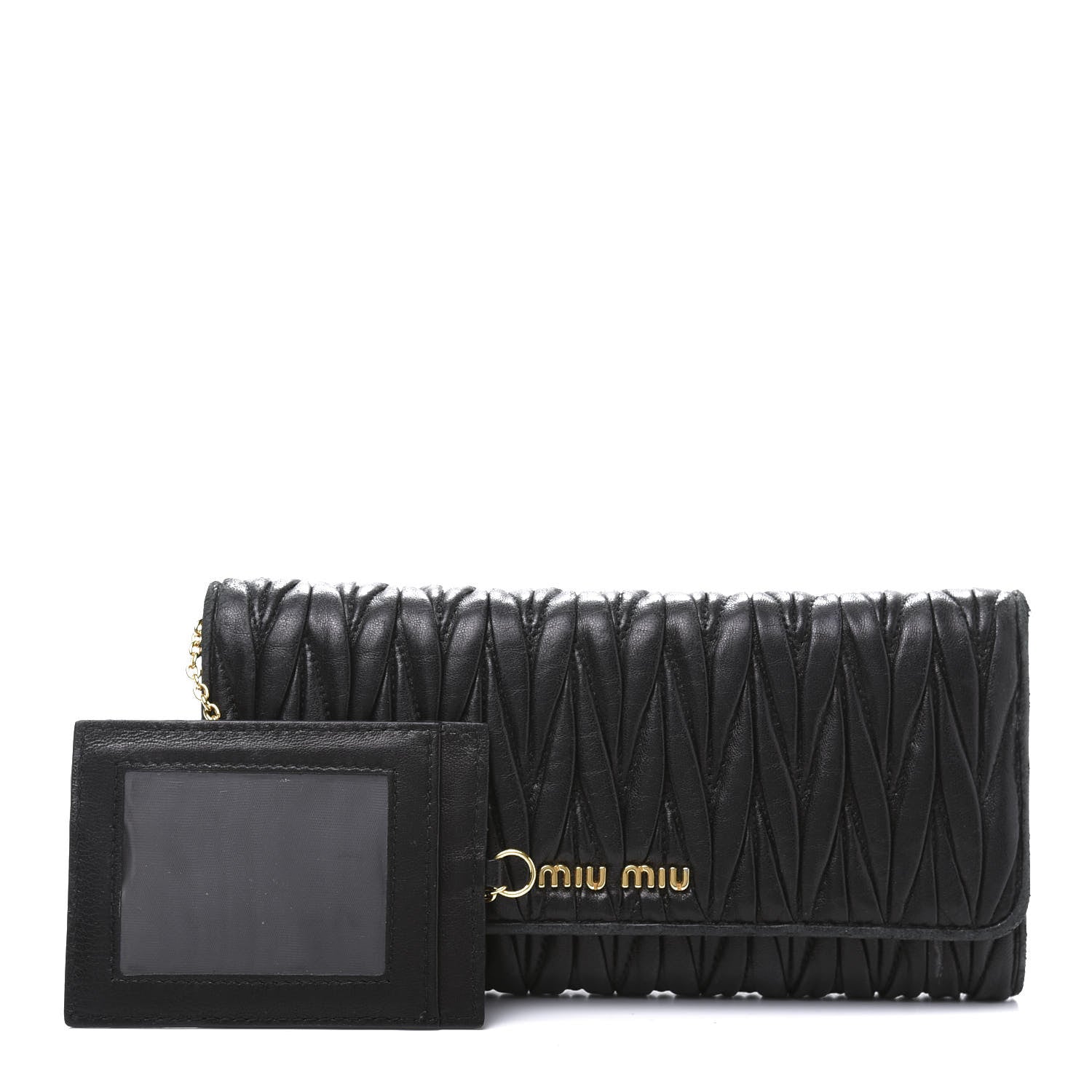 Miu Miu Nappa Matelasse Flap Wallet Black 1 of 13
