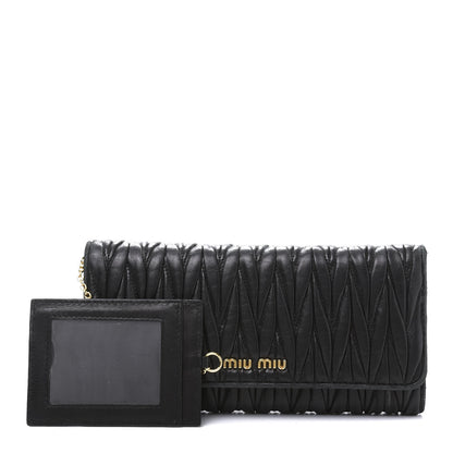 Miu Miu Nappa Matelasse Flap Wallet Black 1 of 13