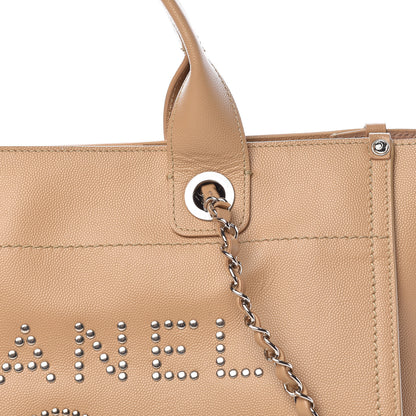Chanel Caviar Small Studded Deauville Tote Beige 10 of 13
