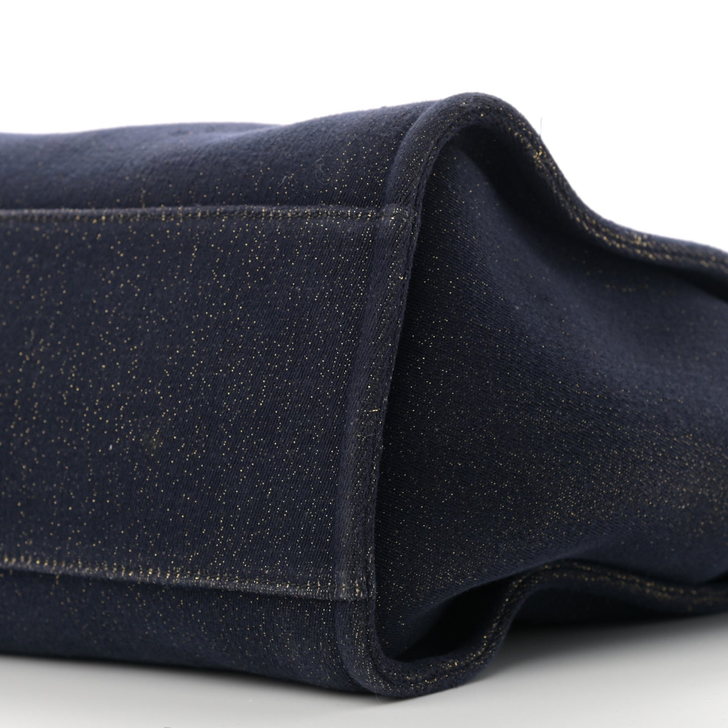 Lurex Canvas Medium Deauville Tote Navy Blue Gold