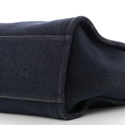 Chanel Lurex Canvas Medium Deauville Tote Navy Blue Gold 10 of 14