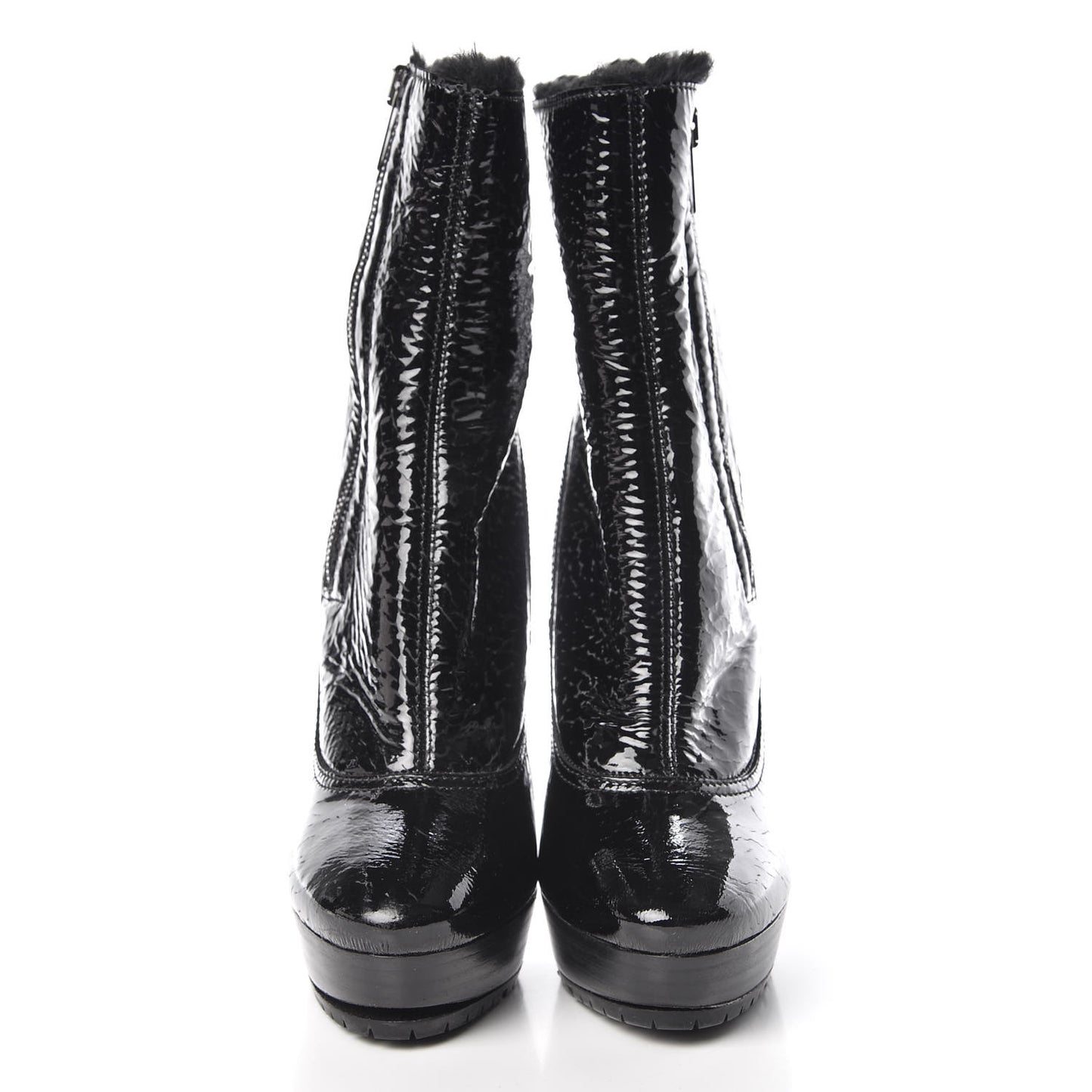 Patent Shearling Trixie Ankle Boots 37 Black