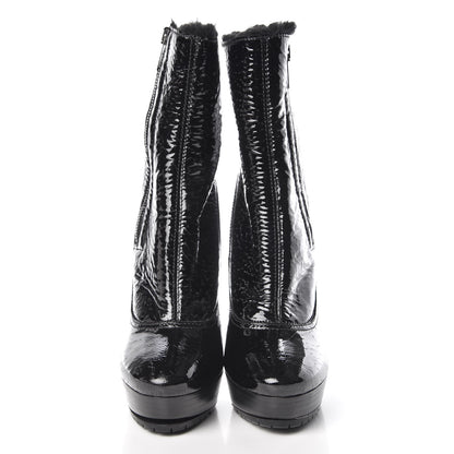 Jimmy Choo Patent Shearling Trixie Ankle Boots 37 Black 2 of 10