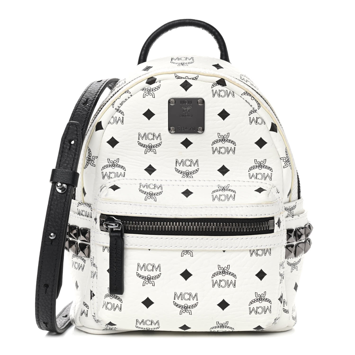 MCM Visetos Side Stud X-Mini Stark Bebe Boo Backpack White 1 of 10