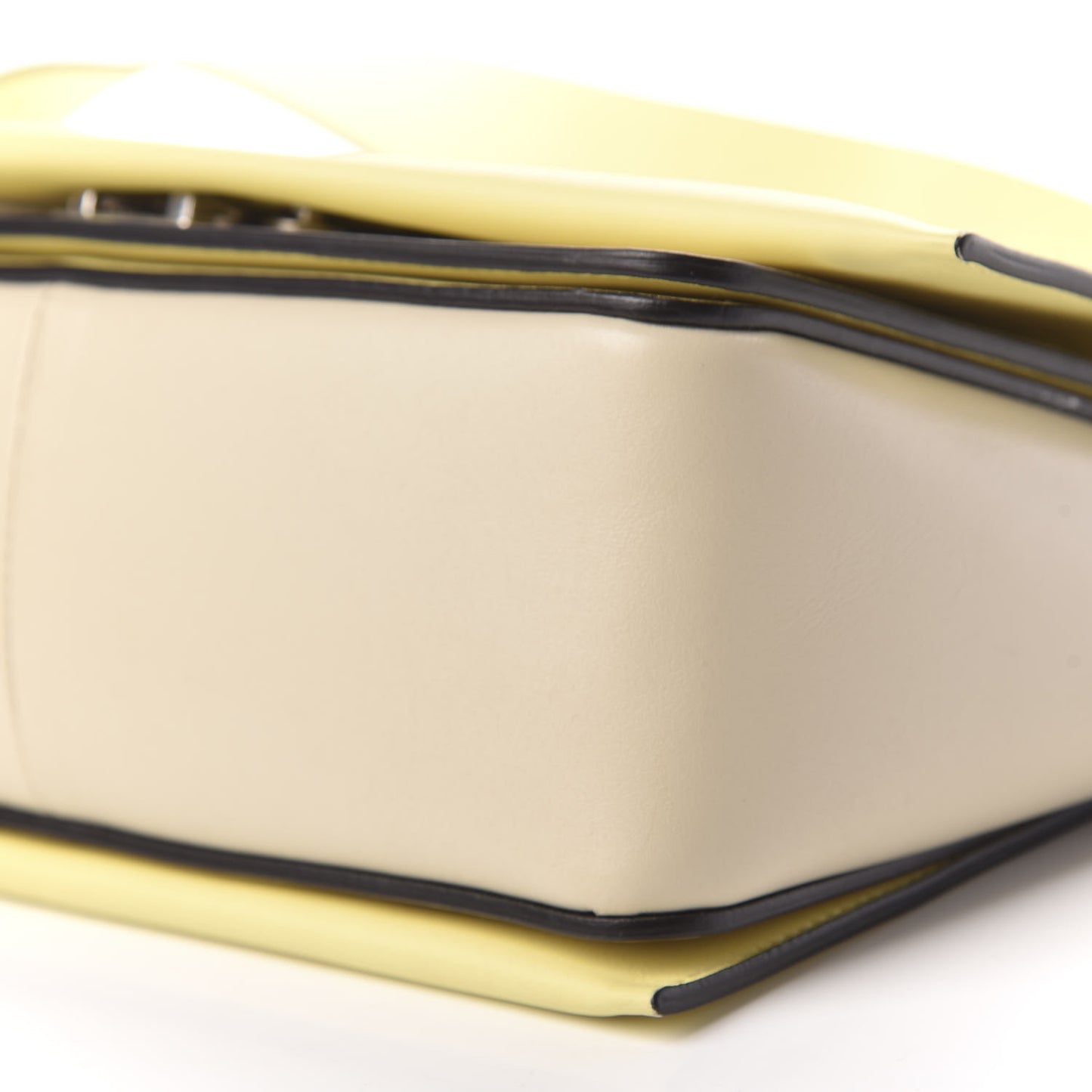 Shiny Smooth Calfskin Medium Frame Shoulder Bag Beige Yellow