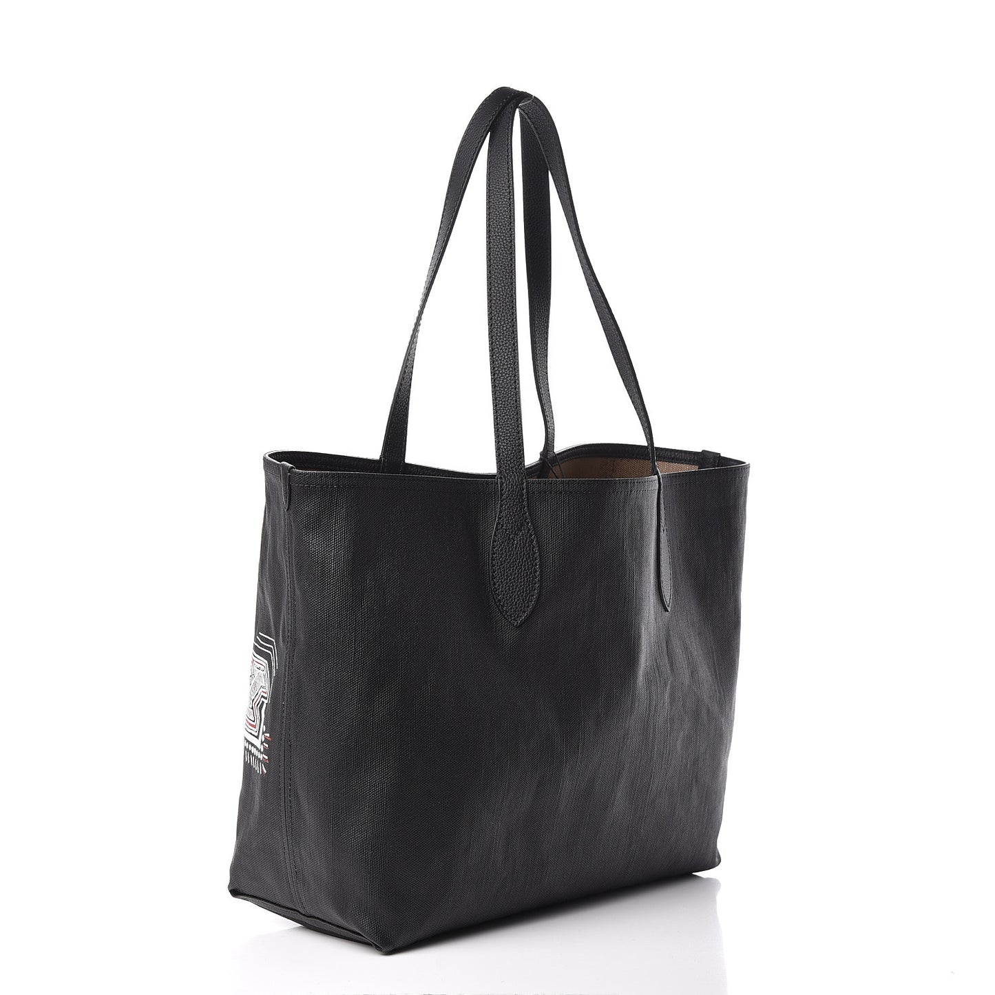 Coated Canvas Mega Check Medium Doodle Tote Black