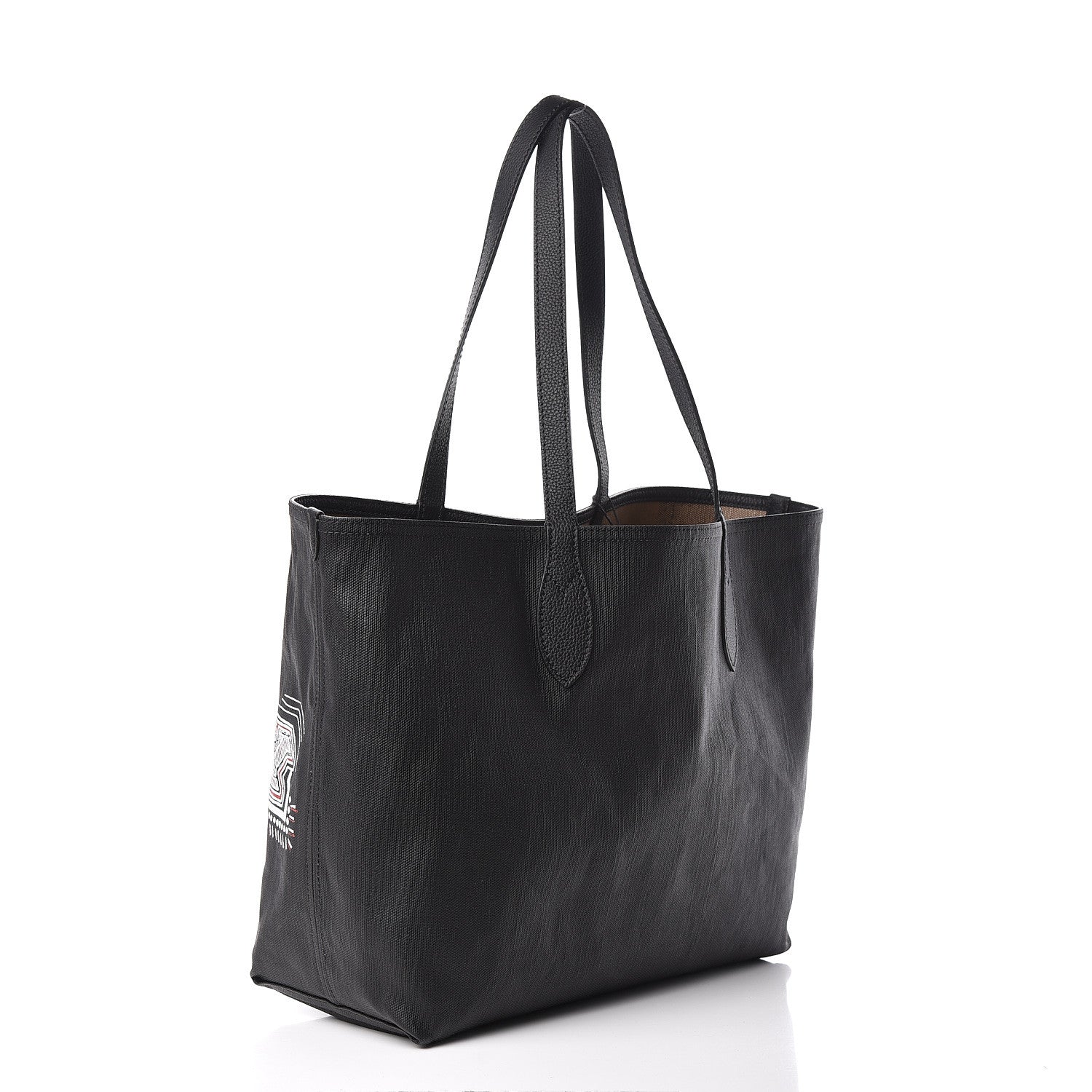 Burberry Coated Canvas Mega Check Medium Doodle Tote Black 5 of 16
