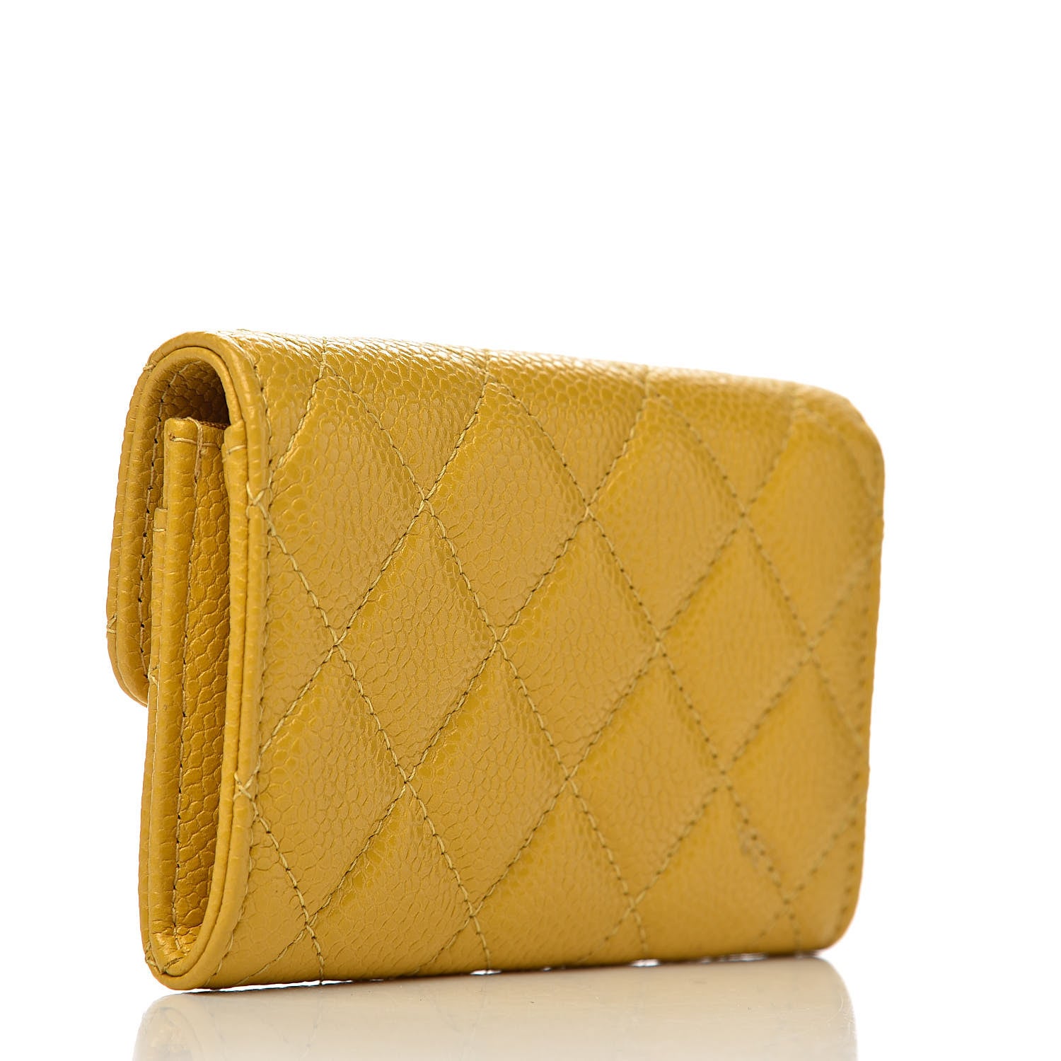 Chanel Caviar Quilted Flap Card Holder Yellow 3 of 10