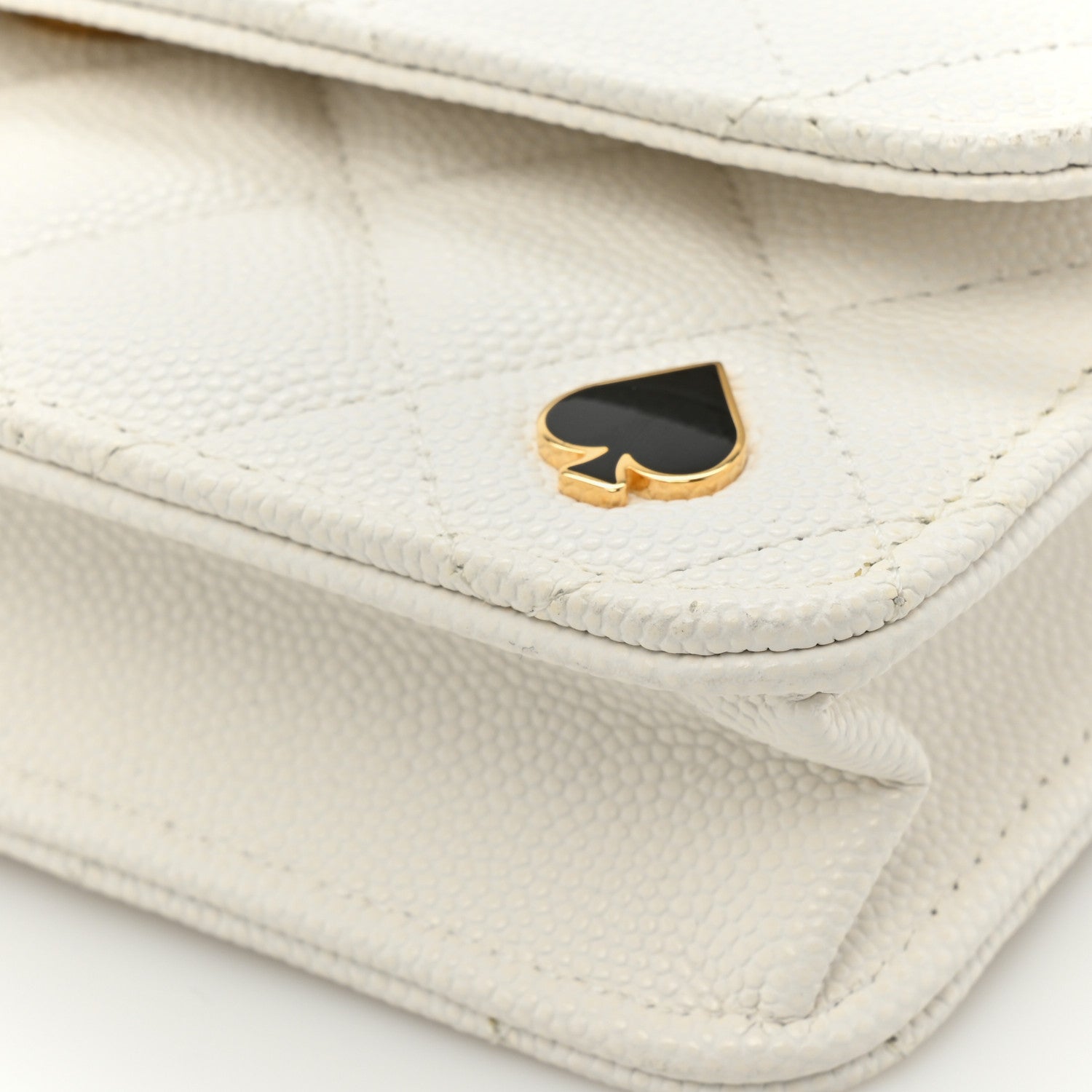 Chanel Caviar Quilted Enamel Coco Casino Flap Phone Holder With Chain White 13 of 15